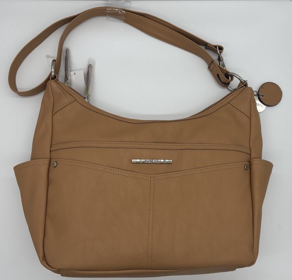 Rosetti Women’s Brown Medium Shoulder Bag Silver Zip Outer Pockets Charm